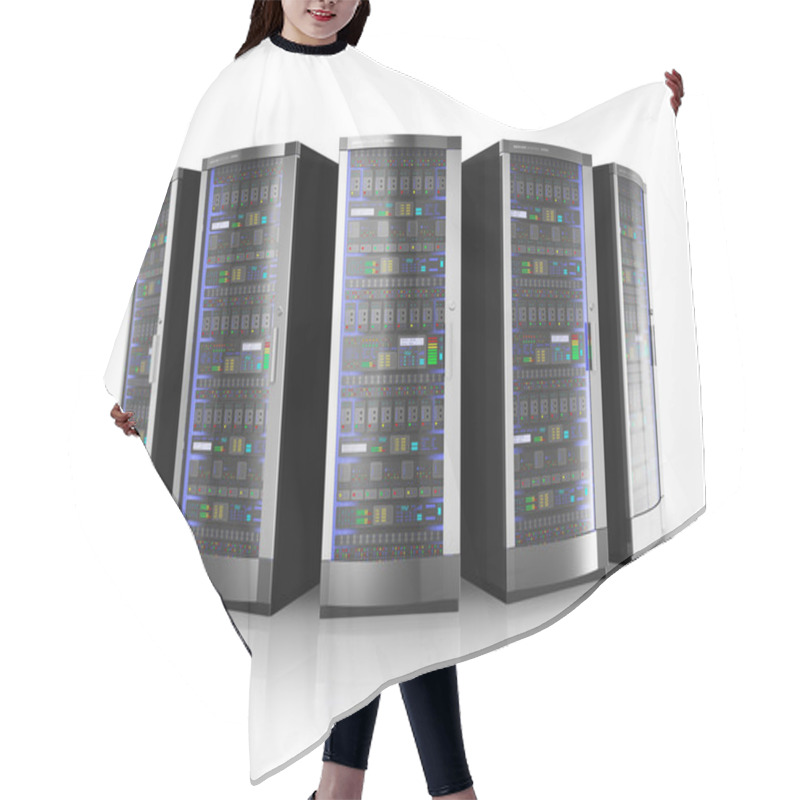 Personality  Row Of Network Servers In Data Center Hair Cutting Cape