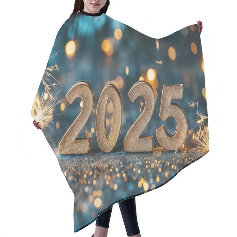 Personality  Golden Numbers Shining Brightly As They Welcome The New Year, Surrounded By Dazzling Lights And Sparkling Effects. Hair Cutting Cape