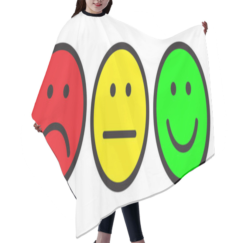 Personality  Red, Yellow And Green Smileys. Face Symbols. Flat Stile. Vector Illustration. Hair Cutting Cape