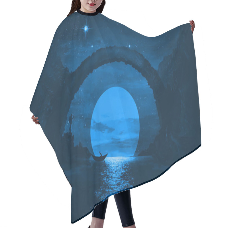 Personality  Ilustration Of A Night Landscape, Against A Background Of A Sunset Bridge Hair Cutting Cape