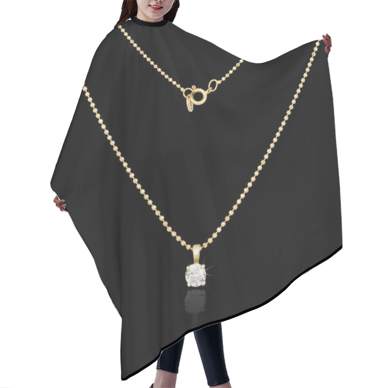 Personality  Golden Necklace Isolated On Black Background Hair Cutting Cape