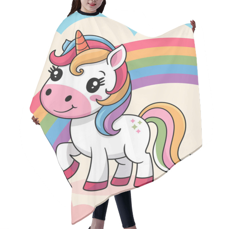 Personality  Cute Cartoon Rainbow Unicorn Vector Illustration  Hair Cutting Cape