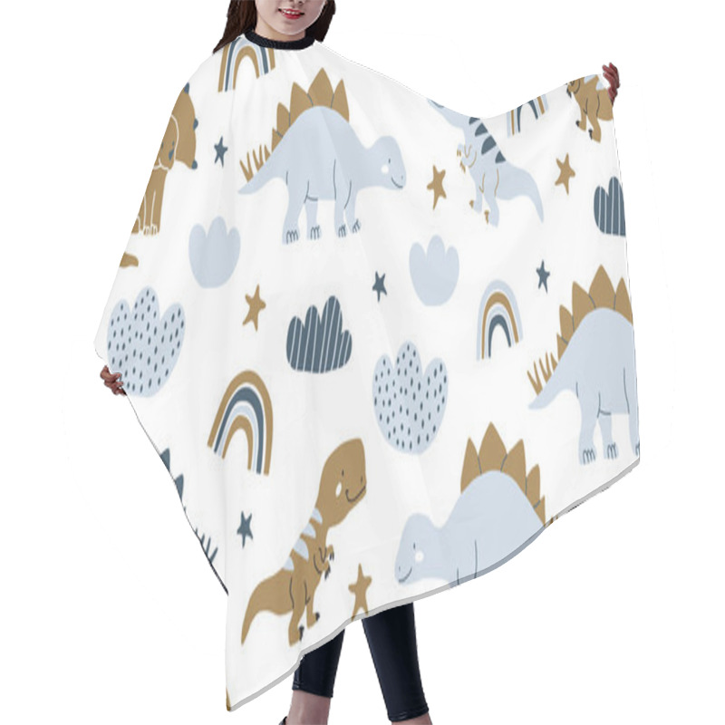 Personality  Scandinavian Dino Dinosaur Seamless Pattern Hair Cutting Cape