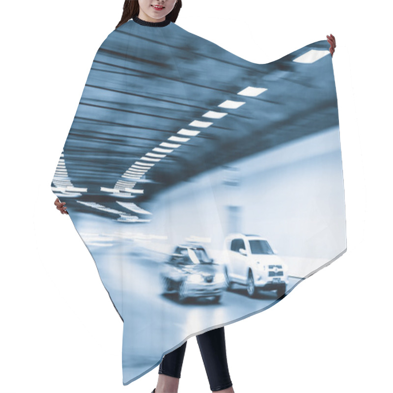 Personality  Interior Of An Urban Tunnel With Car,motion Blur Hair Cutting Cape