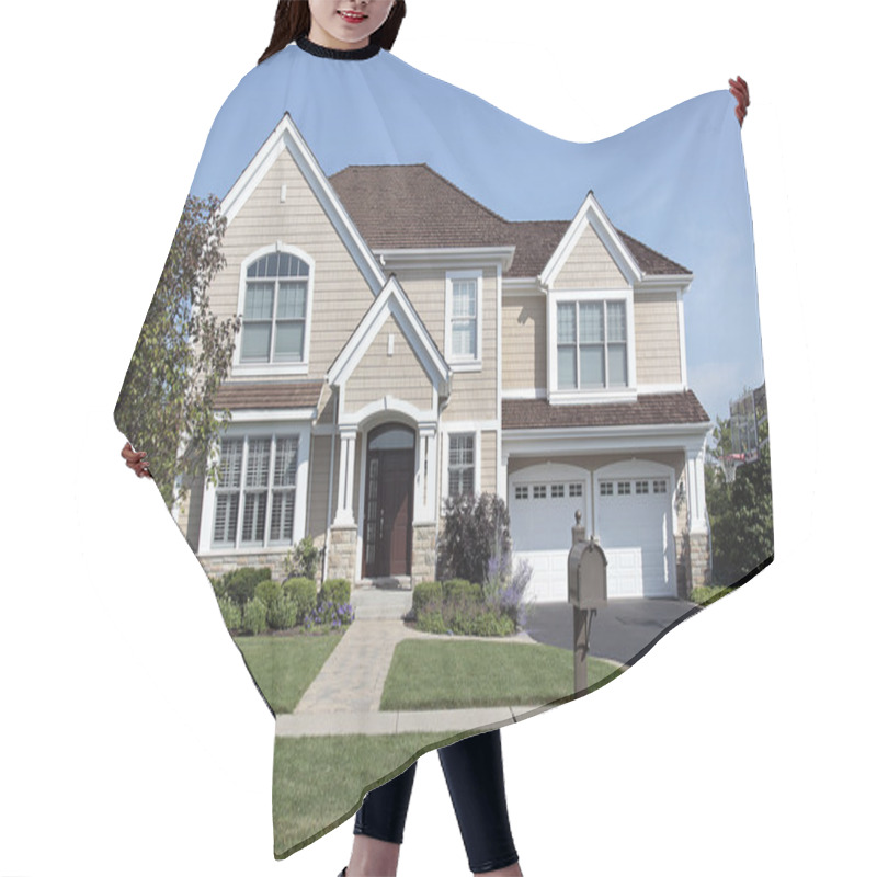 Personality  Home With Brown Cedar Roof Hair Cutting Cape