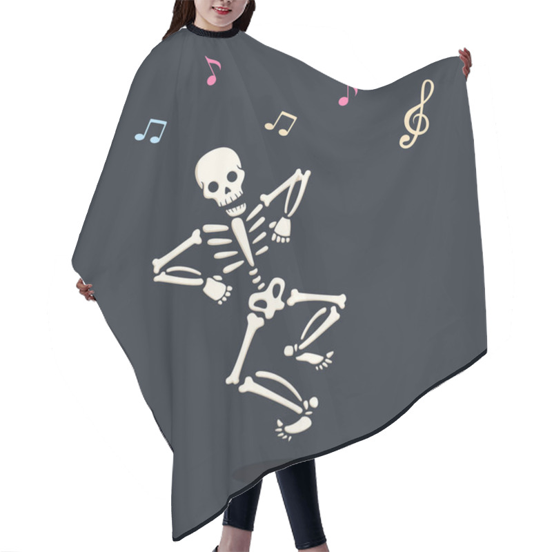 Personality  Funny Dancing Cartoon Skeleton Illustration Hair Cutting Cape