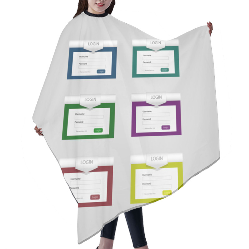 Personality  Set Of Vector Login Forms Hair Cutting Cape