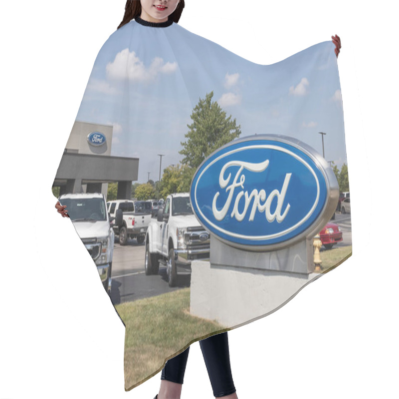 Personality  Indianapolis - Circa August 2021: Ford F-Series Truck Display At A Dealership. Ford Sells Traditional Gasoline, Electric And Hybrid SUV Models. Hair Cutting Cape