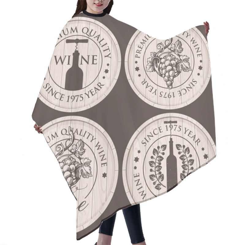 Personality  Emblems For Wine Shop With Grapes And Bottles Hair Cutting Cape