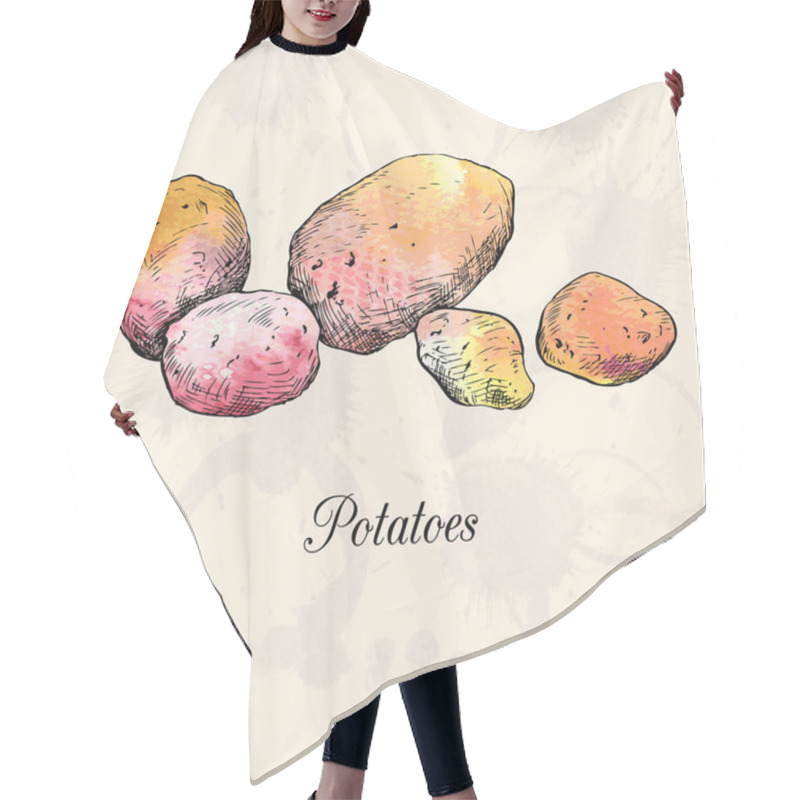 Personality  Hand Drawn Potatoes Hair Cutting Cape