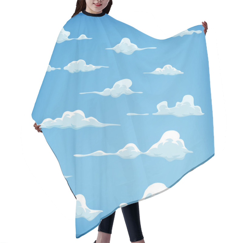 Personality  Cartoon Clouds Set On Blue Sky Background Hair Cutting Cape