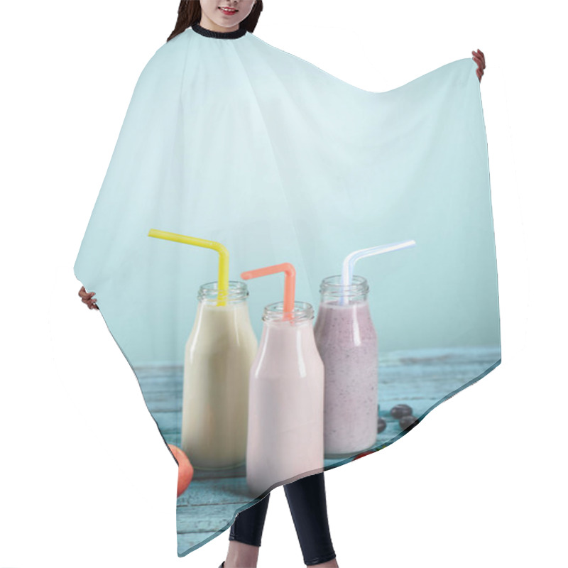 Personality  Milkshakes In Glass Bottles   Hair Cutting Cape