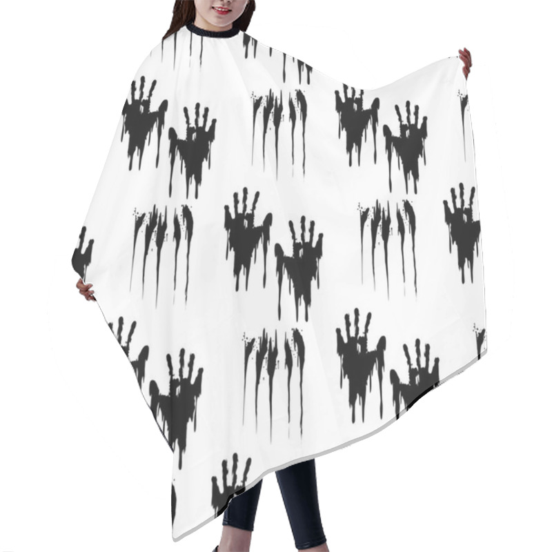 Personality  Black Handprints Seamless Pattern Hair Cutting Cape