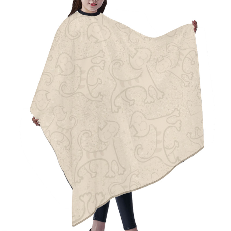 Personality  Pattern With Cute Cartoon Doodle Cats Hair Cutting Cape