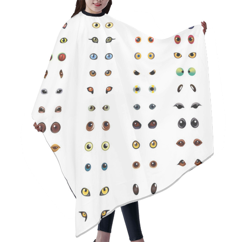 Personality  Animal Eyes Big Vector Set Hair Cutting Cape