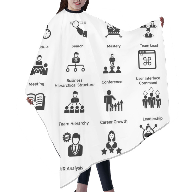 Personality  Set Of Business And Management Icons 9 Hair Cutting Cape