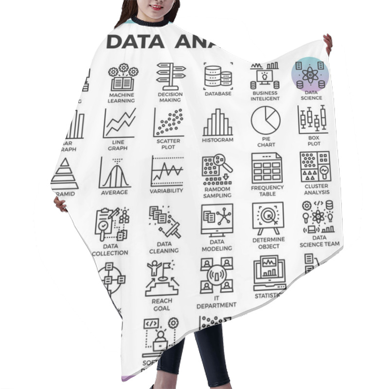 Personality  Data Analysis Concept Detailed Line Icons Hair Cutting Cape