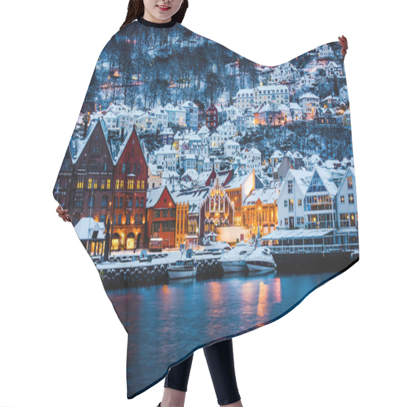 Personality  View Of Hanseatic Houses In Bergen At Christmas Hair Cutting Cape