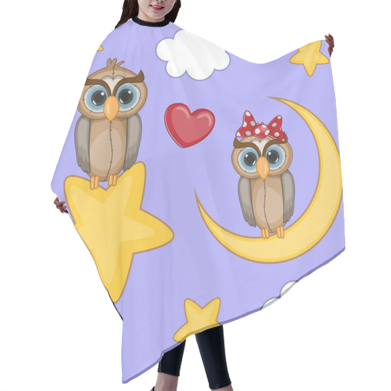 Personality  Cute Lovers Owls Hair Cutting Cape