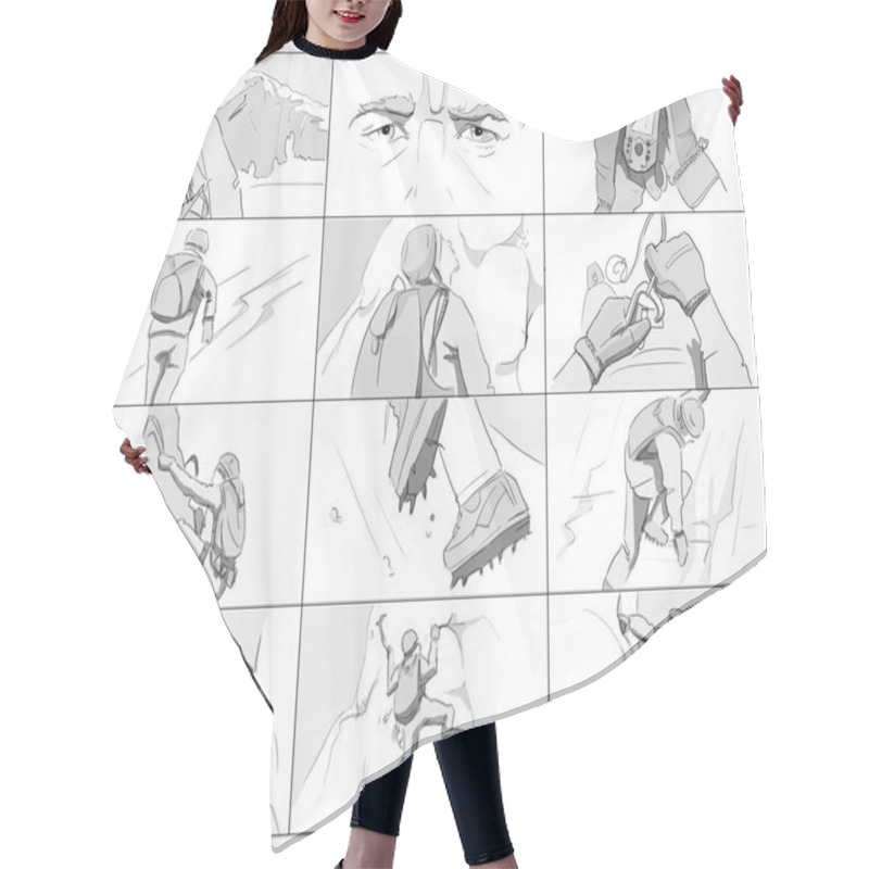 Personality  Alpinism Storyboards Monochrome Hair Cutting Cape