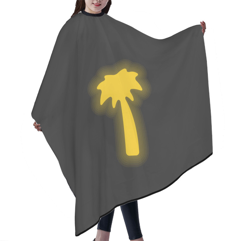 Personality  Black Palm Tree Yellow Glowing Neon Icon Hair Cutting Cape