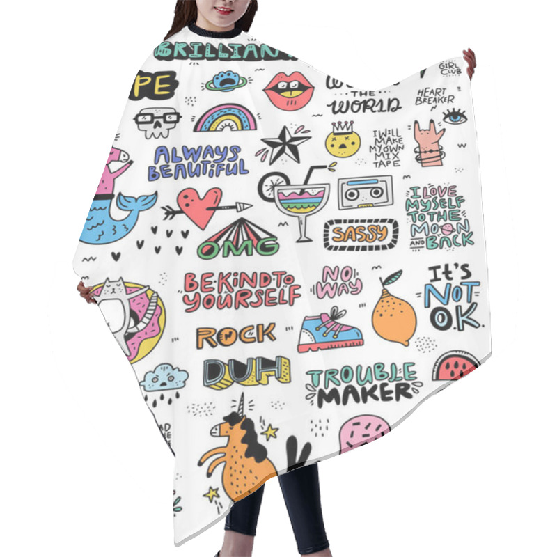 Personality  Fun Sticker Collection Hair Cutting Cape