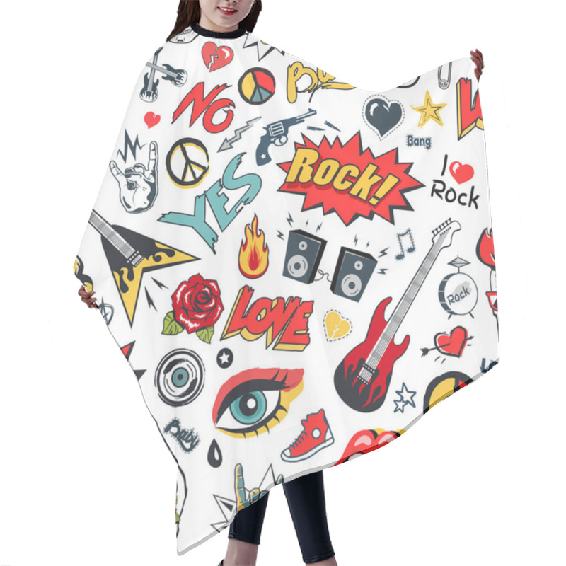 Personality  Rock Sing On Seamless Pattern Vector Illustration Hair Cutting Cape