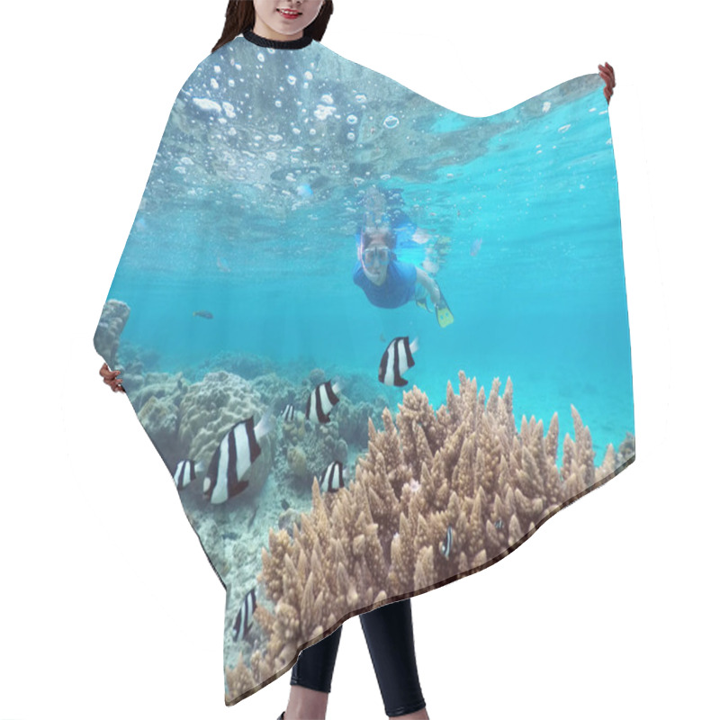 Personality  Woman Snorkelling In Rarotonga Cook Islands Hair Cutting Cape