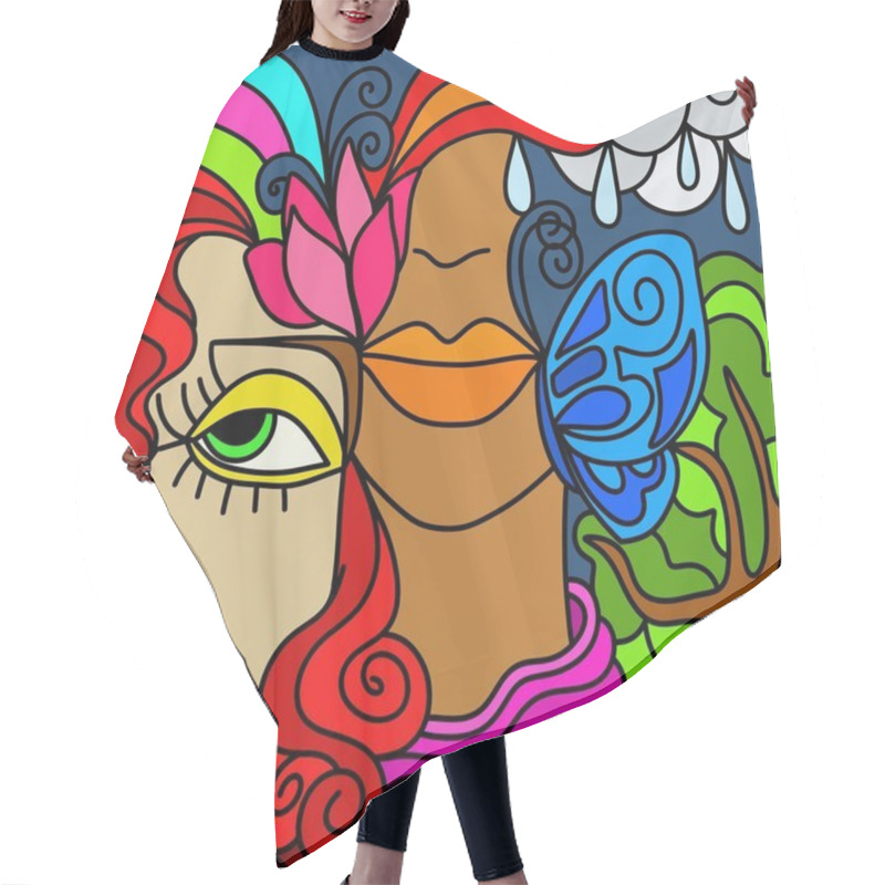 Personality  Two Women's Faces Hair Cutting Cape