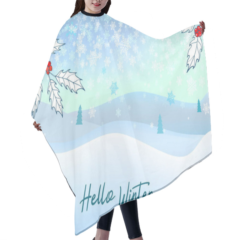 Personality  Christmas Greeting Card With Winter Landscape Hair Cutting Cape