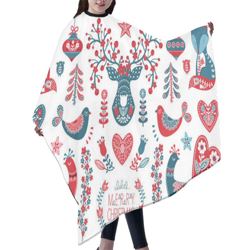 Personality  Christmas Scandinavian Folk Art Design Collection Set  Hair Cutting Cape