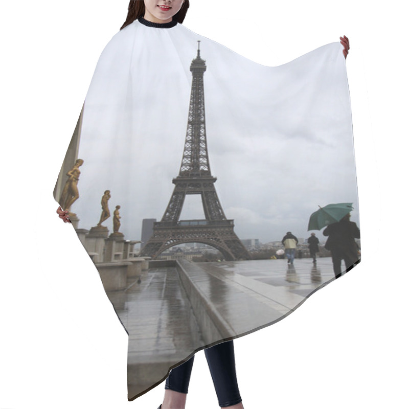 Personality  View Of The Eiffel Tower In Paris In A Rainy Day, Paris, France Hair Cutting Cape