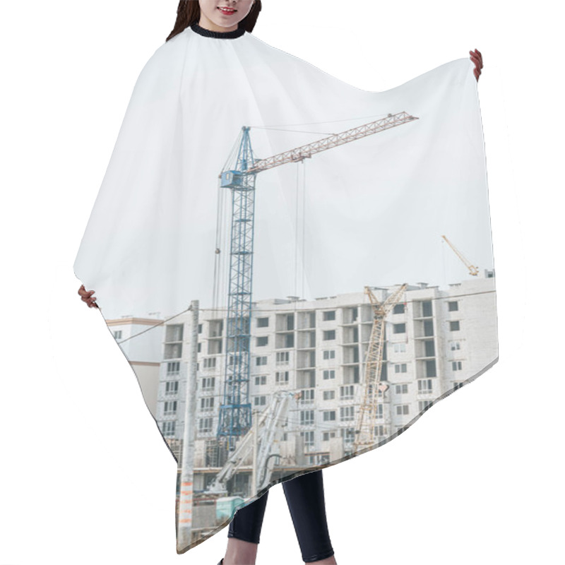 Personality  Construction Site With Cranes And Building Materials Hair Cutting Cape