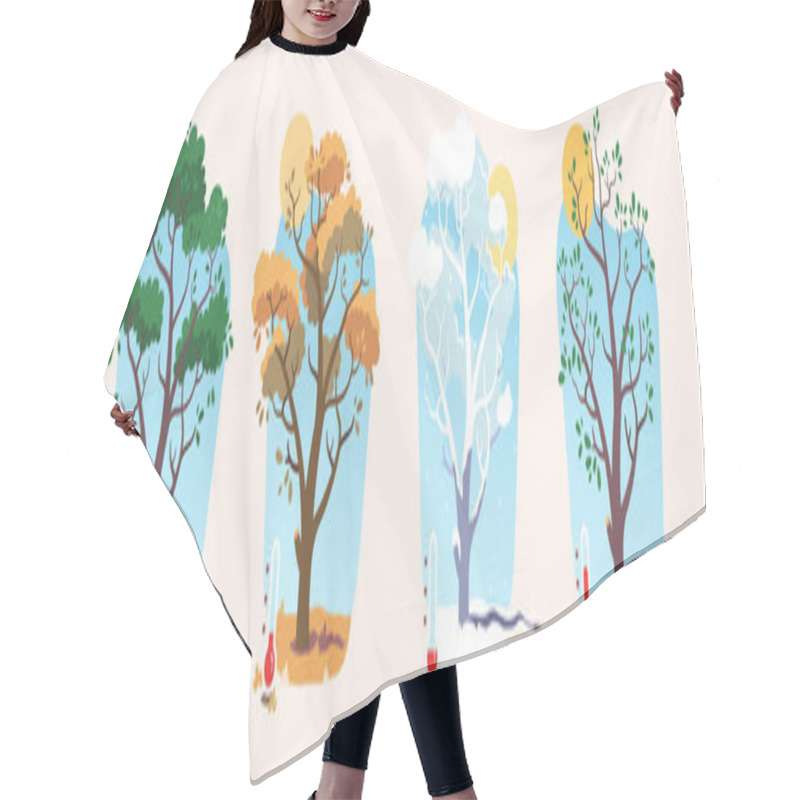 Personality  Summer, Autumn, Winter, Spring Tree Weather Set Hair Cutting Cape