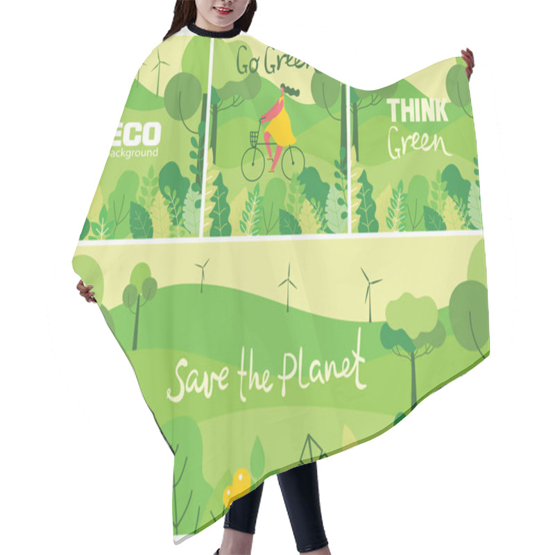 Personality  Vector Illustration Of Save The Planet Concept Hair Cutting Cape