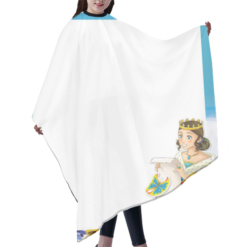 Personality  Cartoon Frame With Princess Hair Cutting Cape