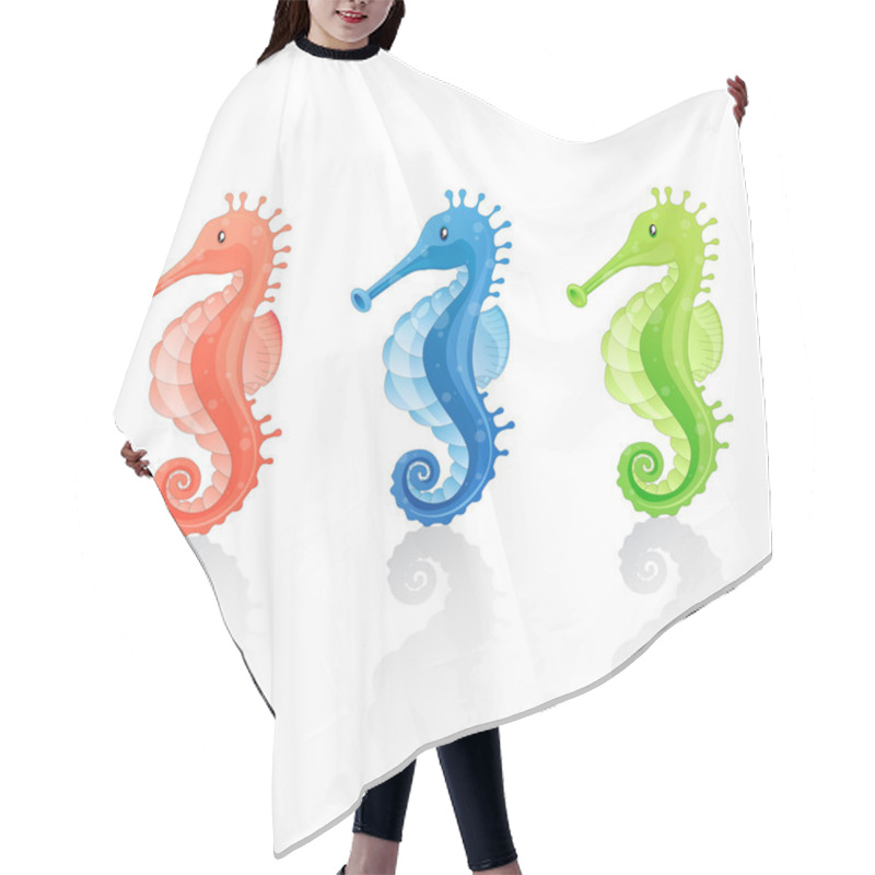 Personality  Set Of Vector Seahorses Hair Cutting Cape