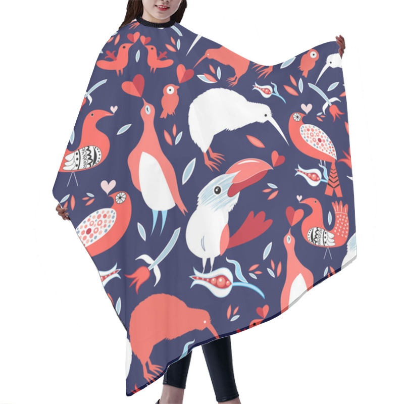 Personality  Bright Floral Pattern With Birds Hair Cutting Cape