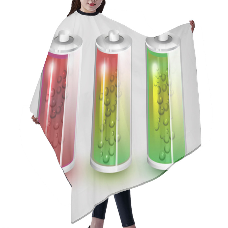 Personality  Vector Set Of Batteries Load. Hair Cutting Cape