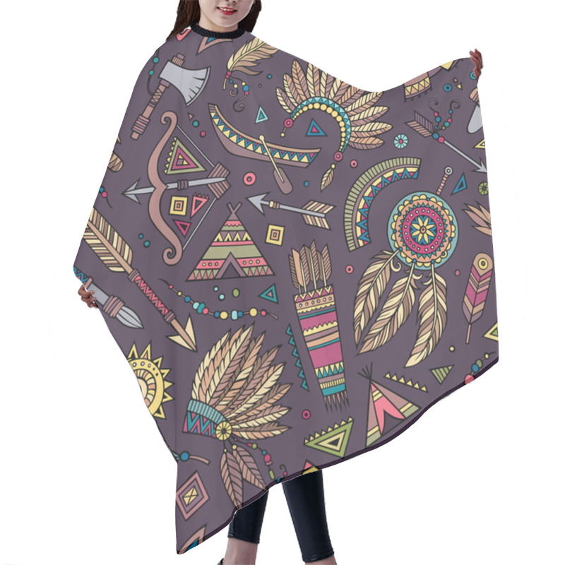 Personality  Tribal Native Ethnic Seamless Pattern   Hair Cutting Cape