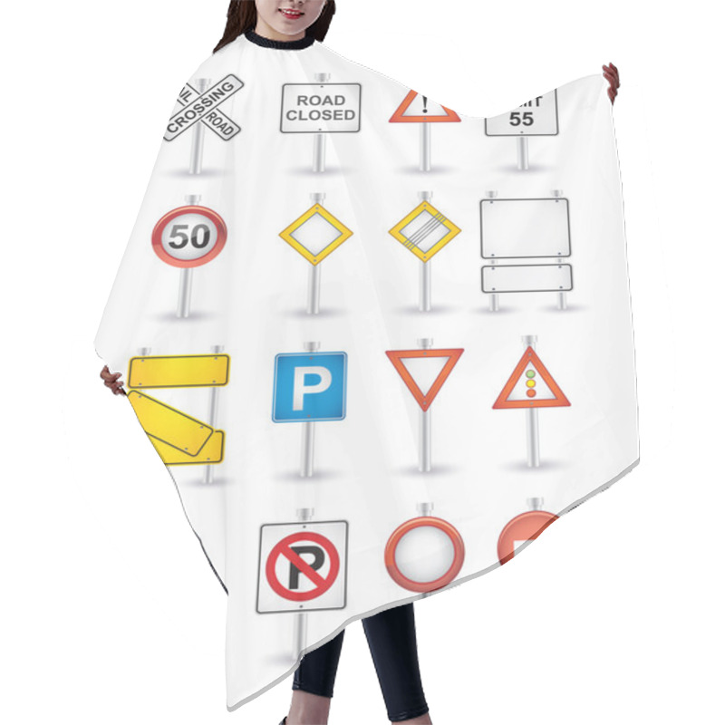 Personality  Danger Road Signs Set Hair Cutting Cape