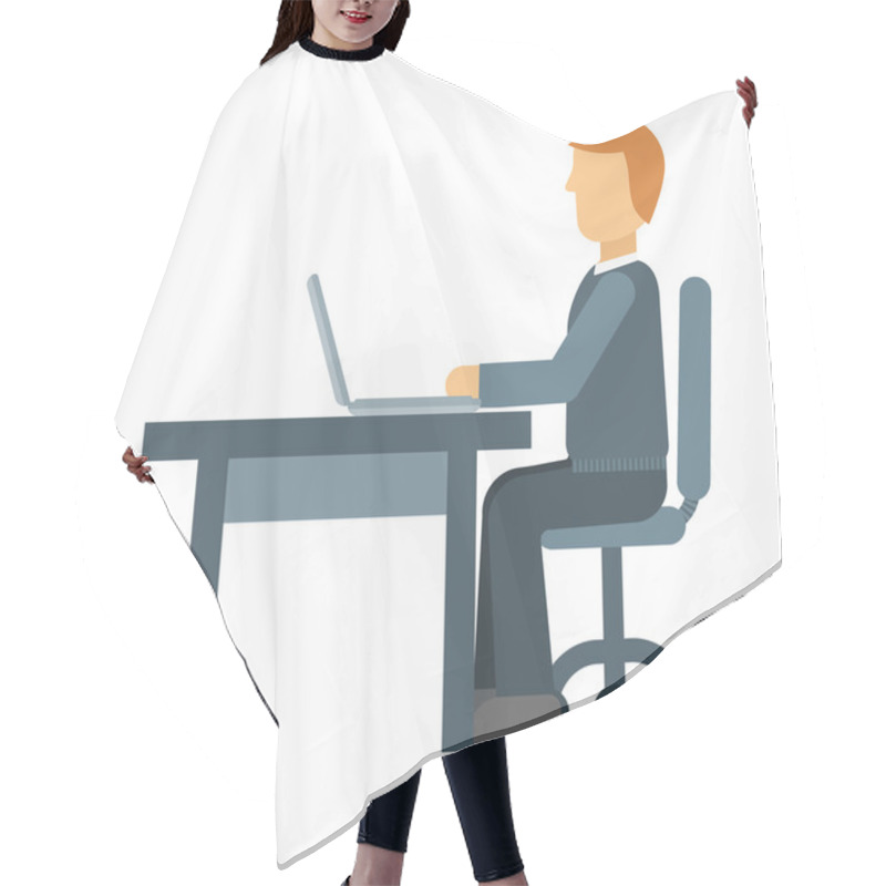 Personality  Office Worker Vector Illustration. Hair Cutting Cape