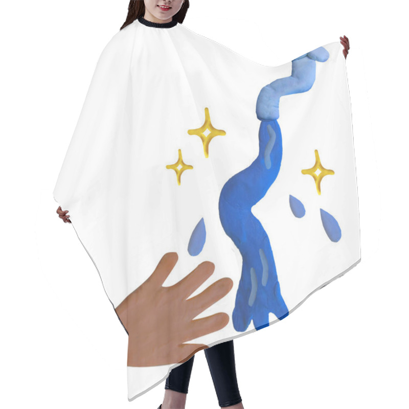 Personality  Clay Art Child Hand And Clean Water Hair Cutting Cape