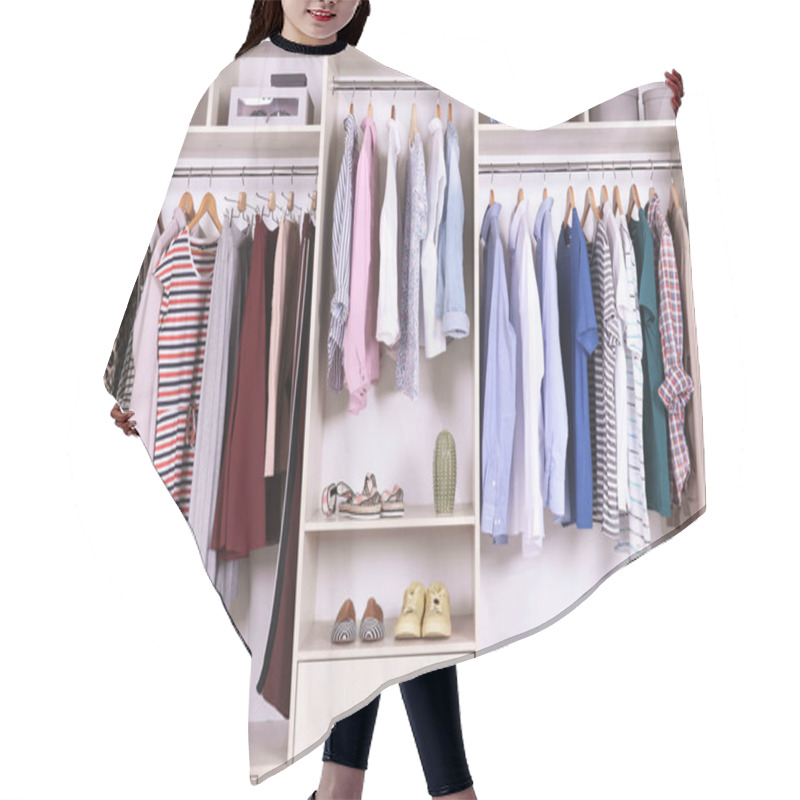 Personality  Large Wardrobe With Different Clothes And Shoes Hair Cutting Cape