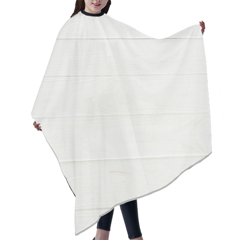 Personality  Close-up View Of White Wooden Background With Horizontal Planks Hair Cutting Cape