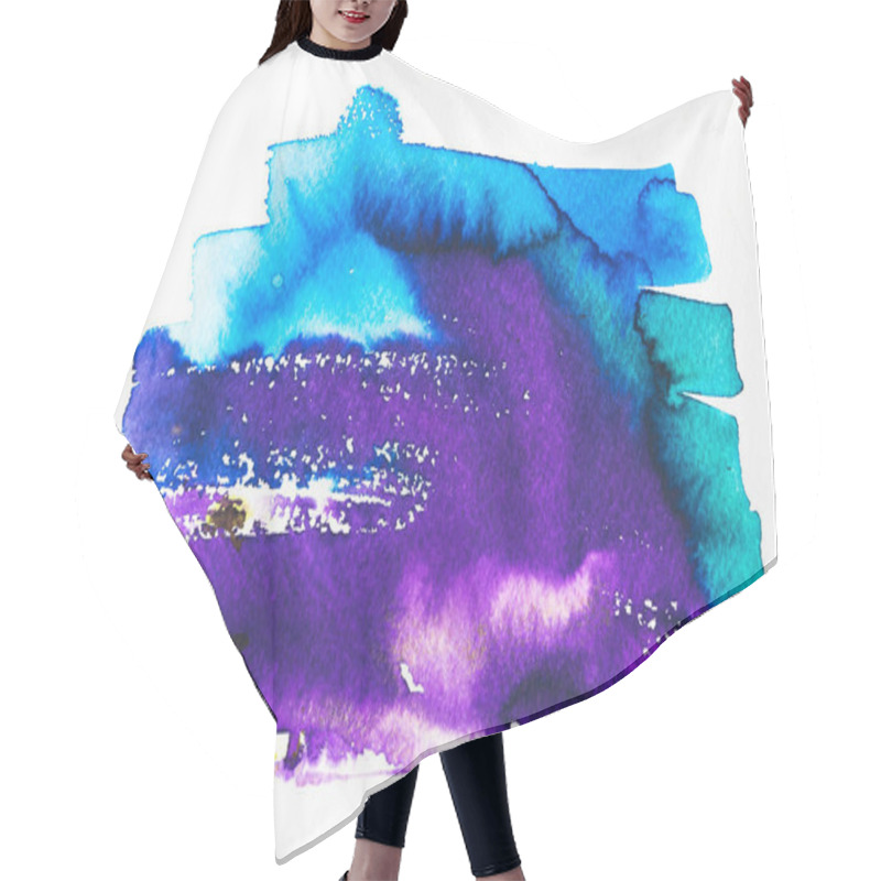 Personality  Bright Blue And Purple Abstract Painting On White Hair Cutting Cape