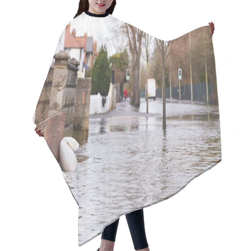 Personality  Sandbags Outside House On Flooded Road Hair Cutting Cape