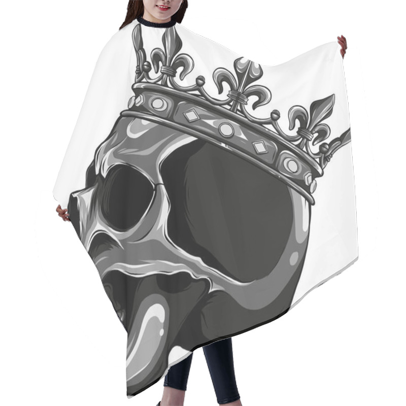 Personality  Skull With Crown On White Background Hair Cutting Cape