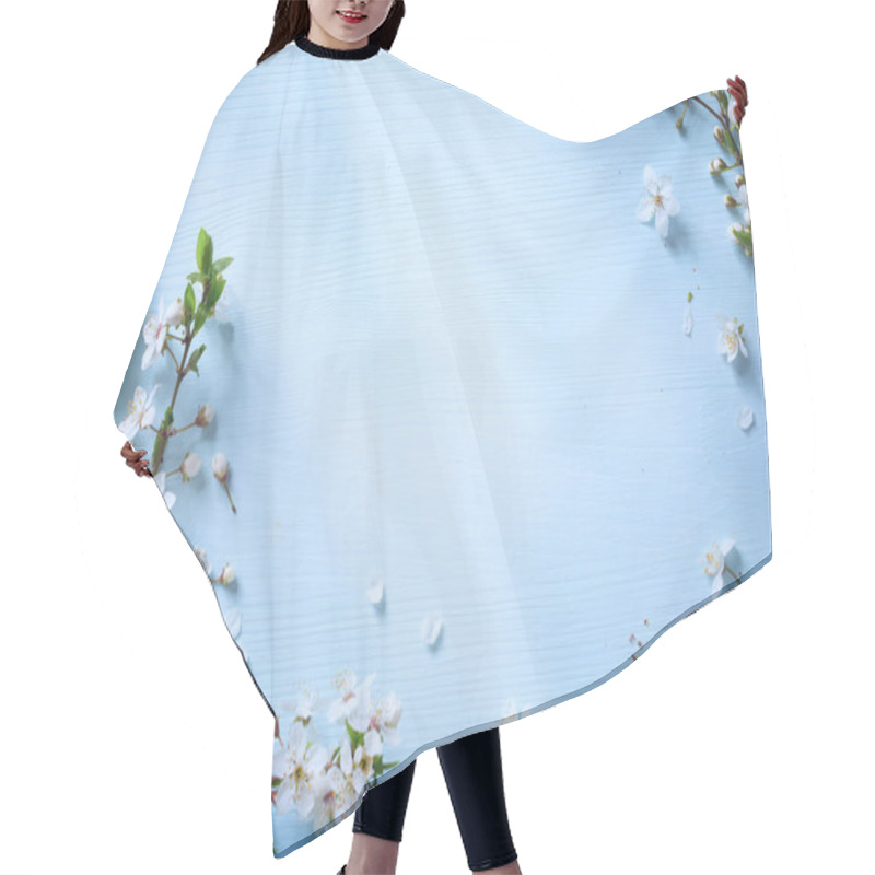 Personality  Art Spring Border Background With White Blossom Hair Cutting Cape