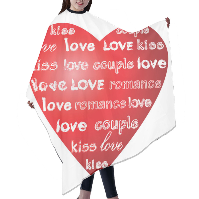 Personality  Love Words On A Red Heart. Hair Cutting Cape